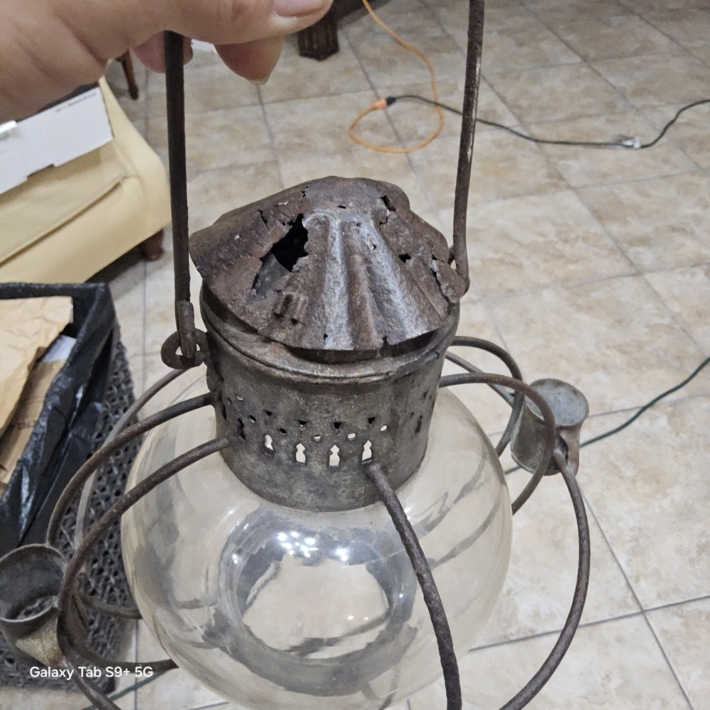 Vintage Style Metal and Glass Lantern - Picture 2 of 5